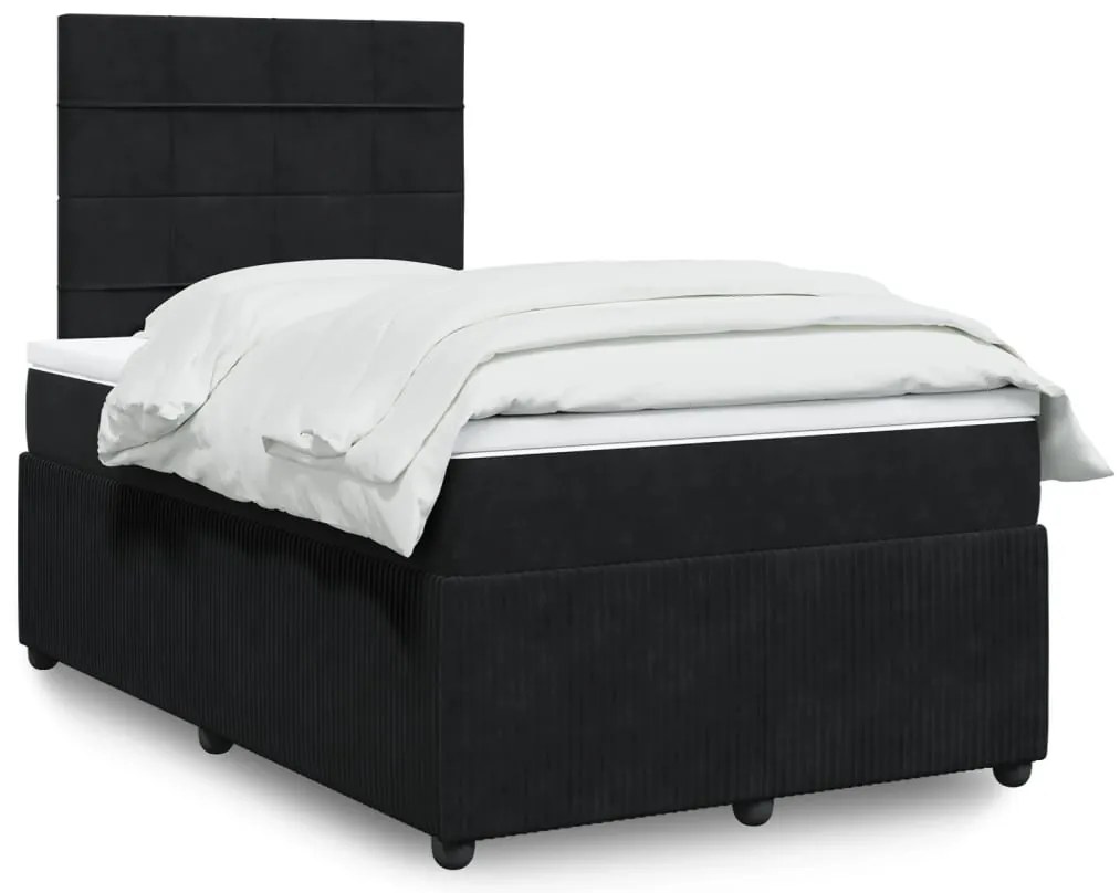 vidaXL Κρεβάτι Boxspring με Στρώμα Μαύρο 120 x 200 εκ. Βελούδινο