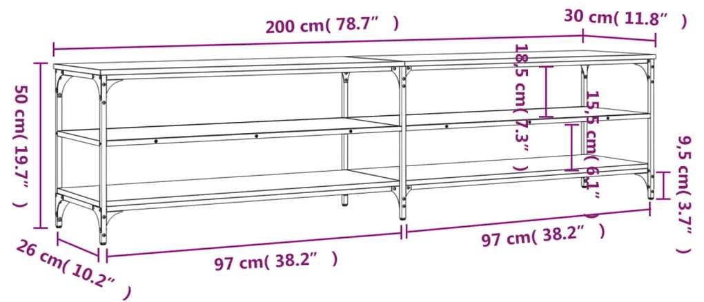 ΈΠΙΠΛΟ ΤΗΛΕΟΡΑΣΗΣ ΜΑΥΡΟ 200X30X50 ΕΚ. ΕΠΕΞΕΡΓ. ΞΥΛΟ / ΜΕΤΑΛΛΟ 826759