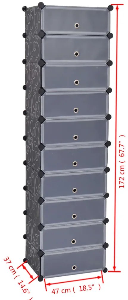 vidaXL Παπουτσοθήκη Αλληλοσυνδεόμενη 10 Τμημάτων Μαύρη