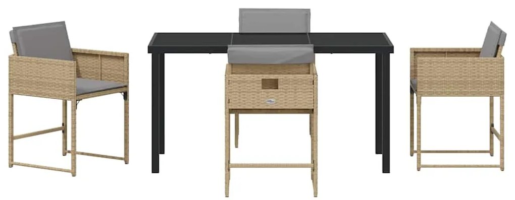 vidaXL Σέτ φαγητού για κήπο με μαξιλάρι 5 pcs Μπεζ συνθετικό ρατάν