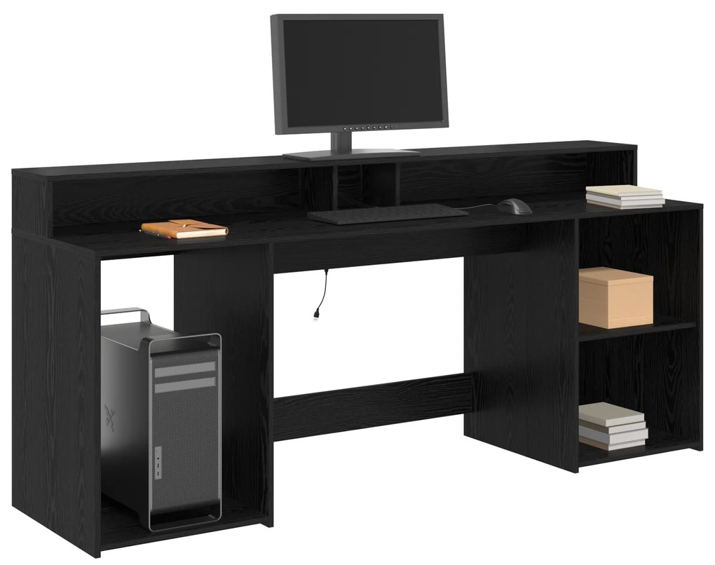 vidaXL Γραφείο Μαύρη Δρυς 200x55x91 cm Επεξεργασμένο Ξύλο