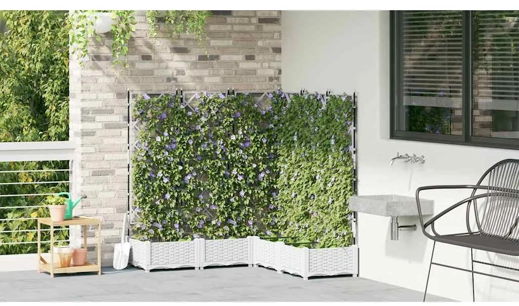 vidaXL Κηποτινάκι με Τρέλα 5 pcs Λευκό 120 x 120 x 125.5 εκ. PP