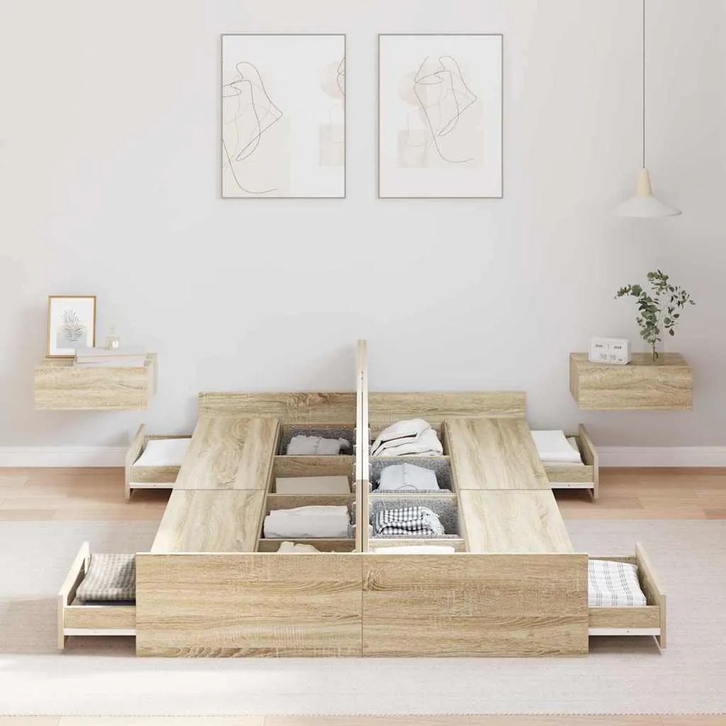 vidaXL Κρεβάτι με αποθηκευτικό χώρο Sonoma Δρυς 120 x 190 cm