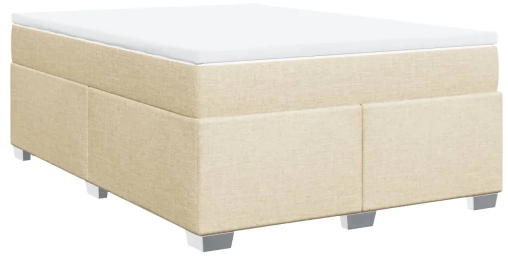 vidaXL Κρεβάτι Boxspring με Στρώμα Κρεμ 140x190 εκ. Υφασμάτινο