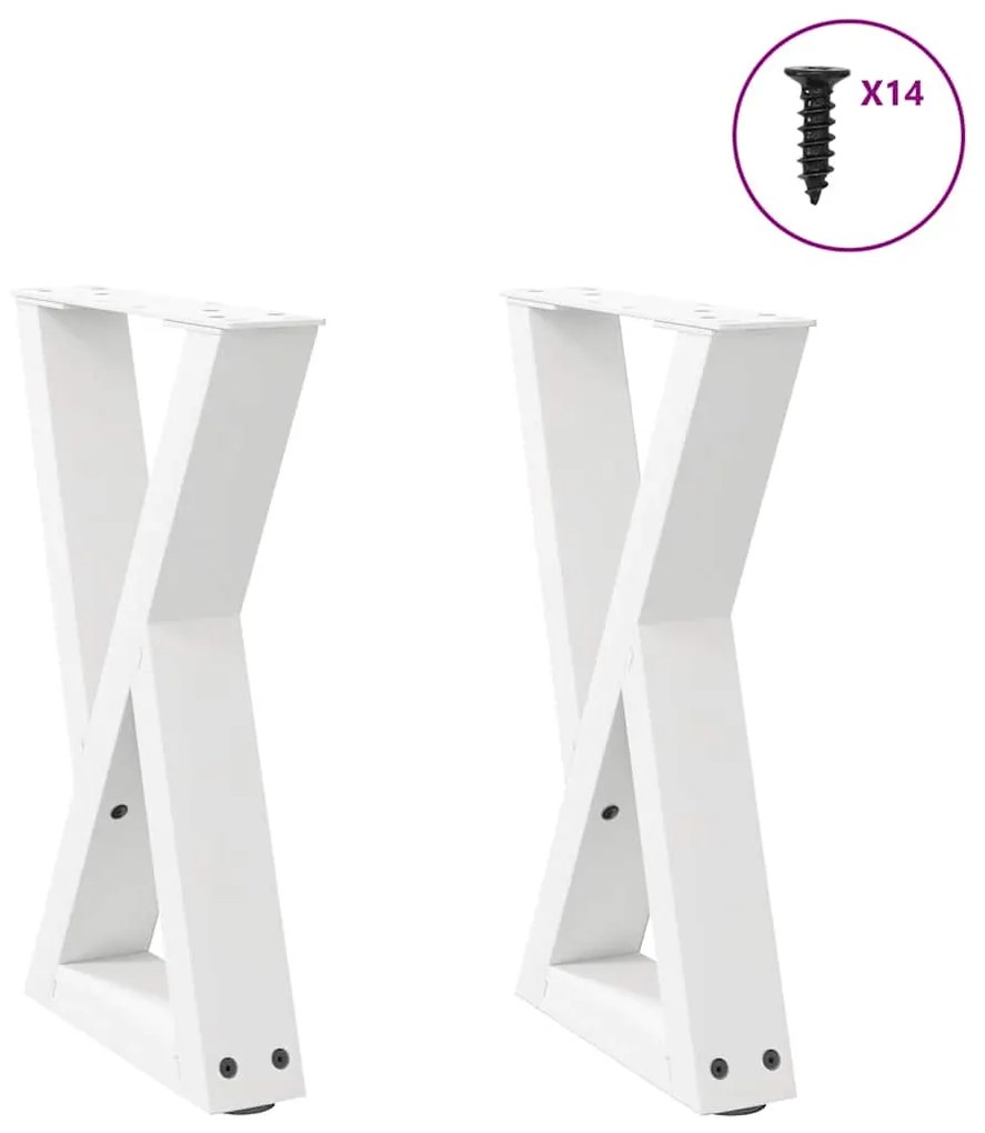 vidaXL Πόδια Τραπεζιού Σαλονιού 2 τεμ. Λευκά 38x(42-43,3) εκ. Ατσάλι