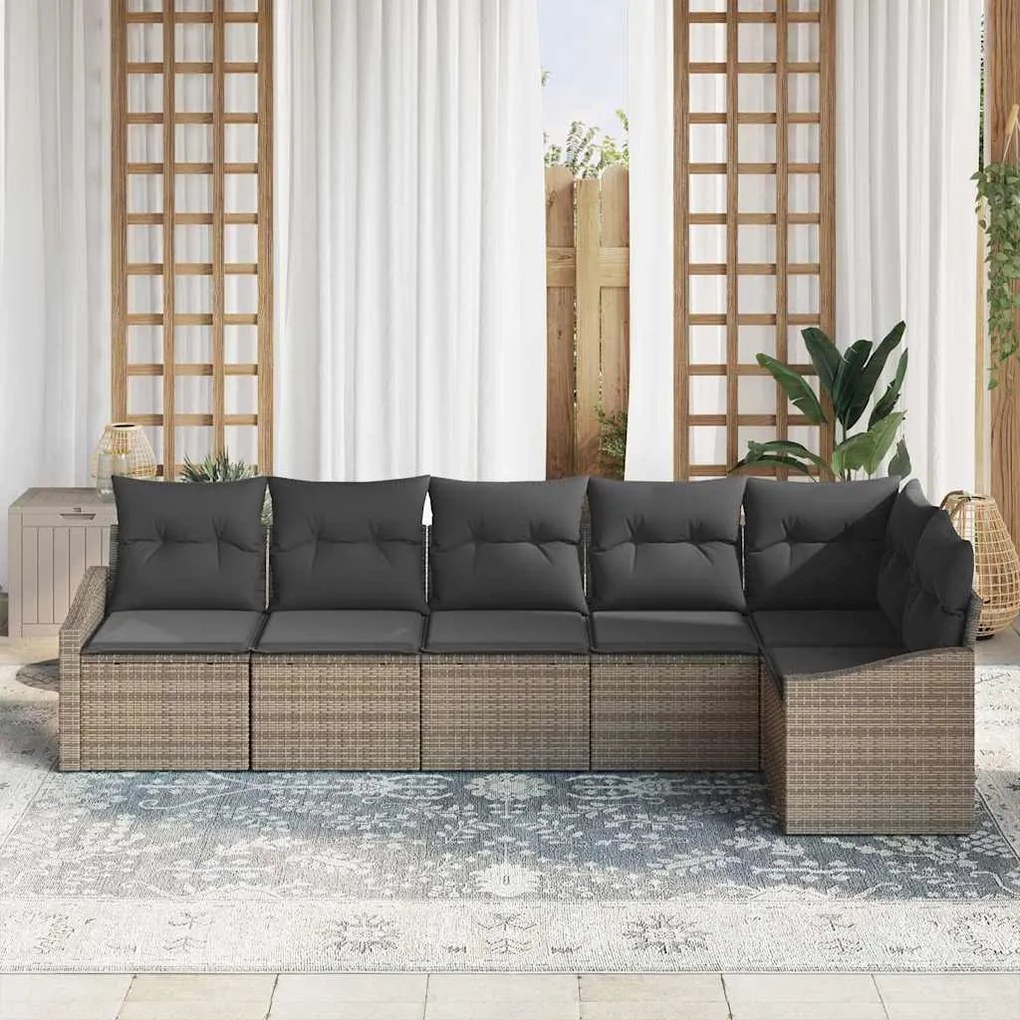 vidaXL Σέτ φαγητού για κήπο 6 pcs Γκρι Πολυ rattan, βαμμένο ατσάλι
