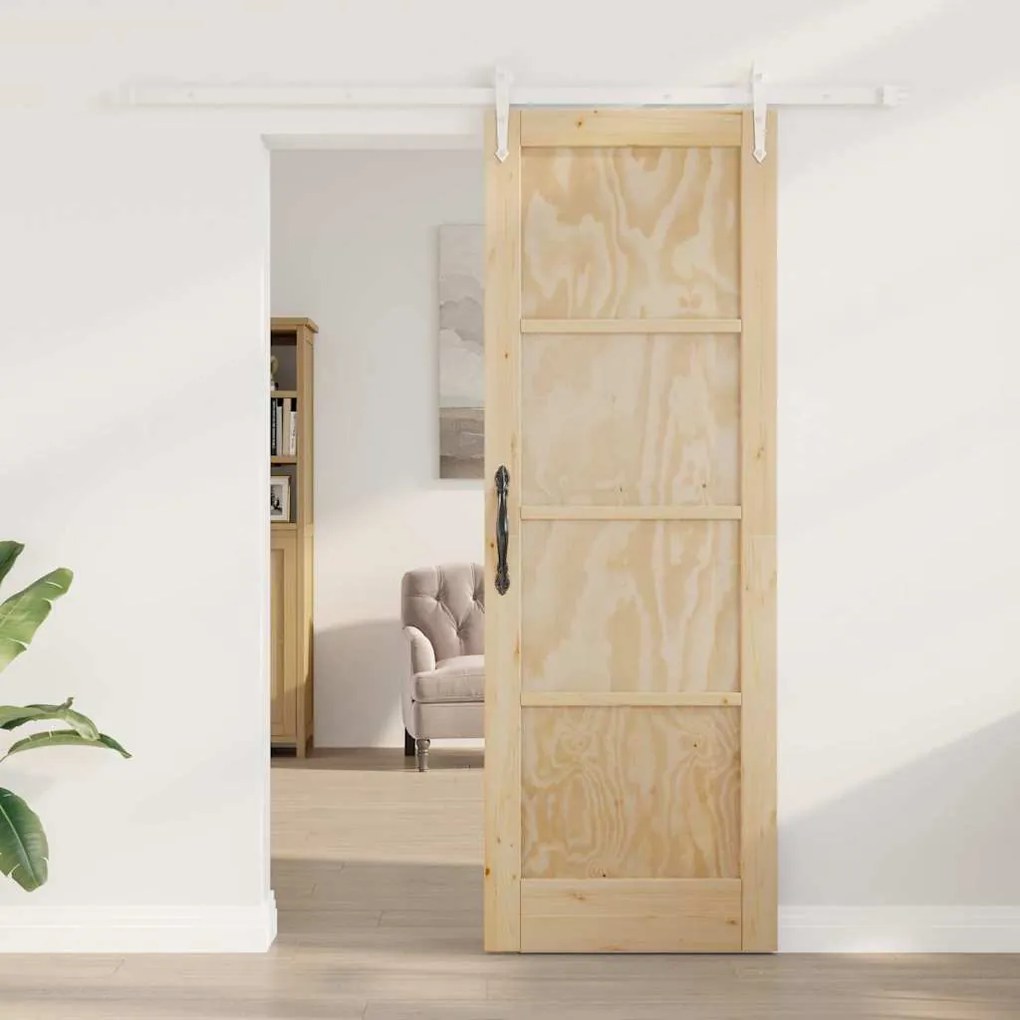 vidaXL Συρόμενη Πόρτα Φυσικό και λευκό 73.5 x 211 εκ