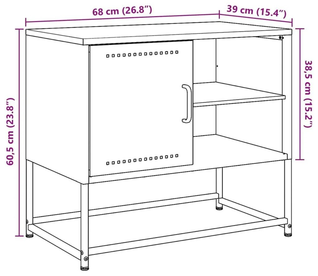 Έπιπλο Τηλεόρασης Μουσταρδί Κίτρινο 100,5x39x60,5εκ. από Ατσάλι - Κίτρινο