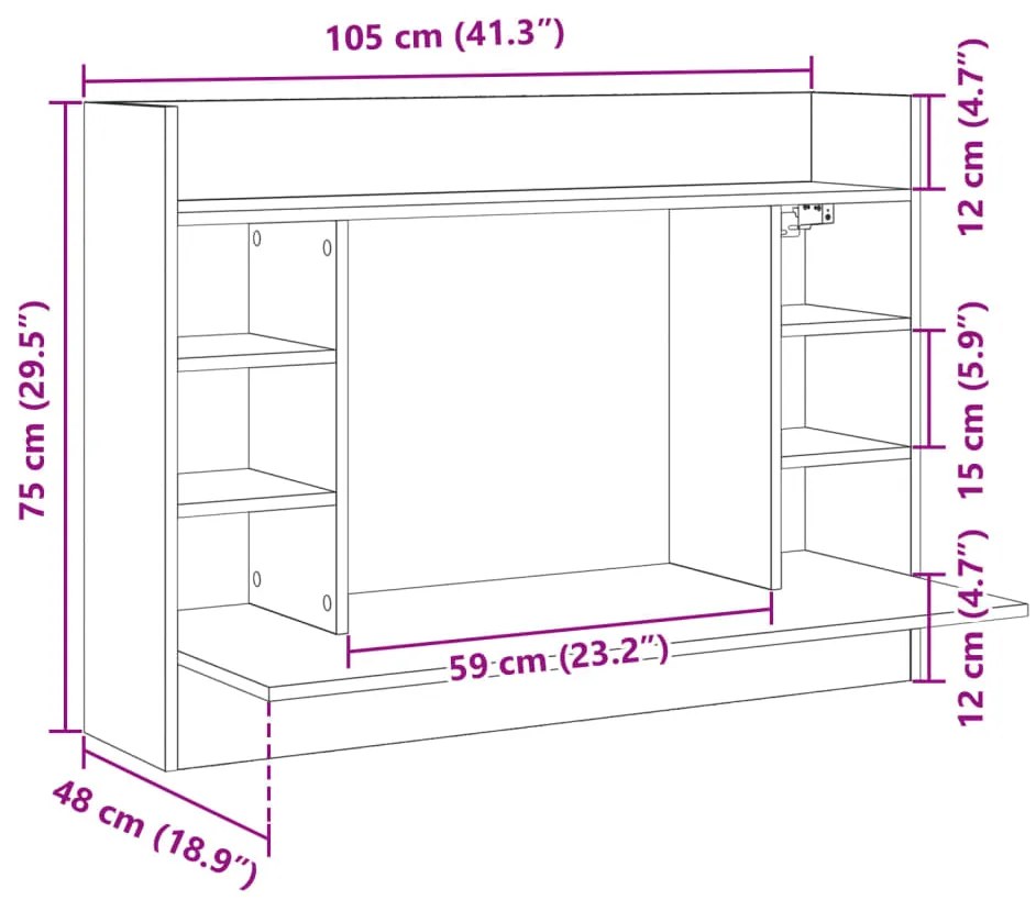 ΓΡΑΦΕΙΟ ΤΟΙΧΟΥ ΓΚΡΙ SONOMA 105X48X75 ΕΚ. ΑΠΟ ΕΠΕΞΕΡΓΑΣΜΕΝΟ ΞΥΛΟ 847973