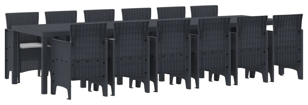 vidaXL Σετ Τραπεζαρίας Κήπου με Μαξιλάρια 13 pcs Ανθρακί