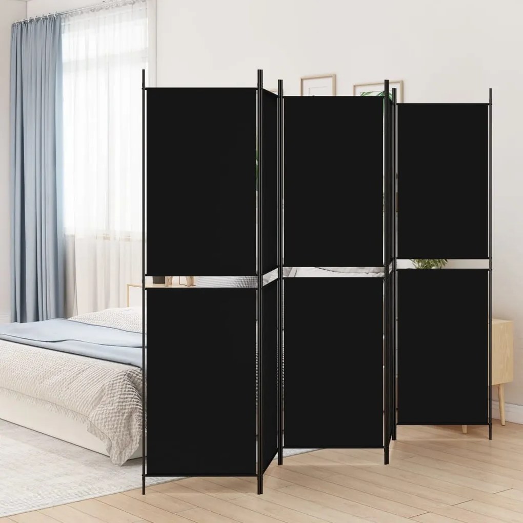 vidaXL Διαχωριστικό Δωματίου με 5 Πάνελ Μαύρο 250x200 εκ. από Ύφασμα