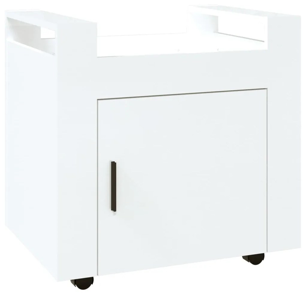 vidaXL Τρόλεϊ Γραφείου Γυαλ. Λευκό 60x45x60 εκ. από Επεξεργασμένο Ξύλο