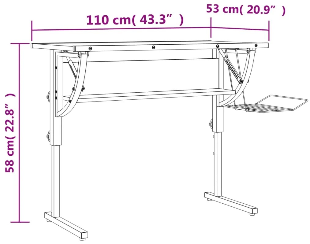 vidaXL Γραφείο Χειροτ. Λευκό/Γκρι 110x53x(58-87) εκ. Επ. Ξύλο&amp;Ατσάλι