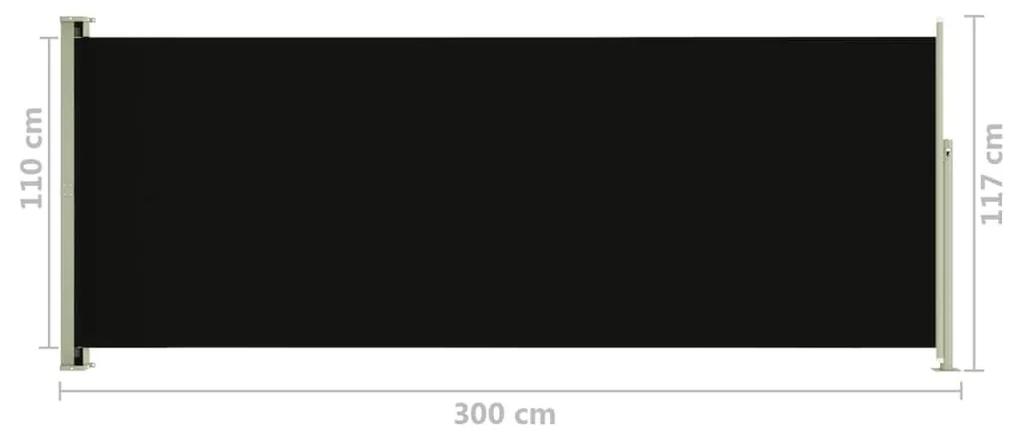 Σκίαστρο Πλαϊνό Συρόμενο Βεράντας Μαύρο 117 x 300 εκ. - Μαύρο