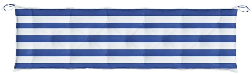 vidaXL Μαξιλάρια Πάγκου Κήπου 2 τμχ Μπλε & Λευκό Ριγέ Ύφασμα Oxford