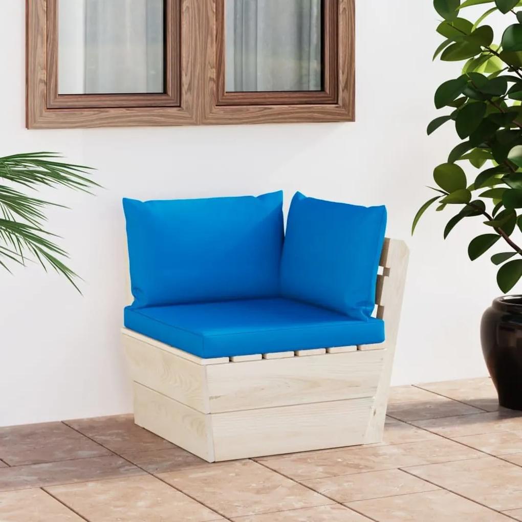 Καναπές Κήπου Γωνιακός από Παλέτες Εμποτισμένο Ξύλο Ερυθρελάτης - Μπλε