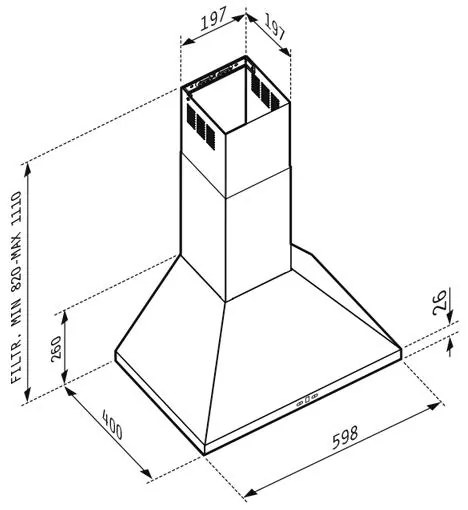 Απορροφητήρας Καμινάδα Τετράγωνη Plus Pyramis 60 εκ.