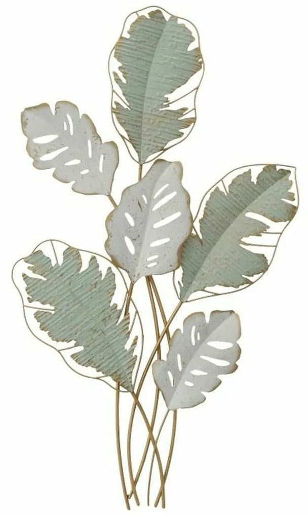 Διακόσμηση τοίχων DKD Home Decor Μέταλλο Λευκό Πράσινο Σύγχρονη Φύλλο φυτού (57 x 5,7 x 103 cm)