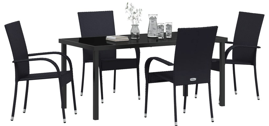 vidaXL Set κηπουρικής τραπεζαρίας 5 τεμαχίων – Μαύρο πολυ-ρατάν