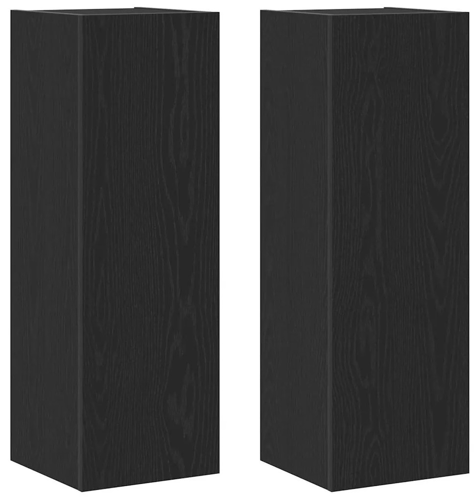 vidaXL Τηλεοπτική Κάβα Τοίχου 2 pcs Μαύρη Οξυά 30,5 x 30 x 90 cm