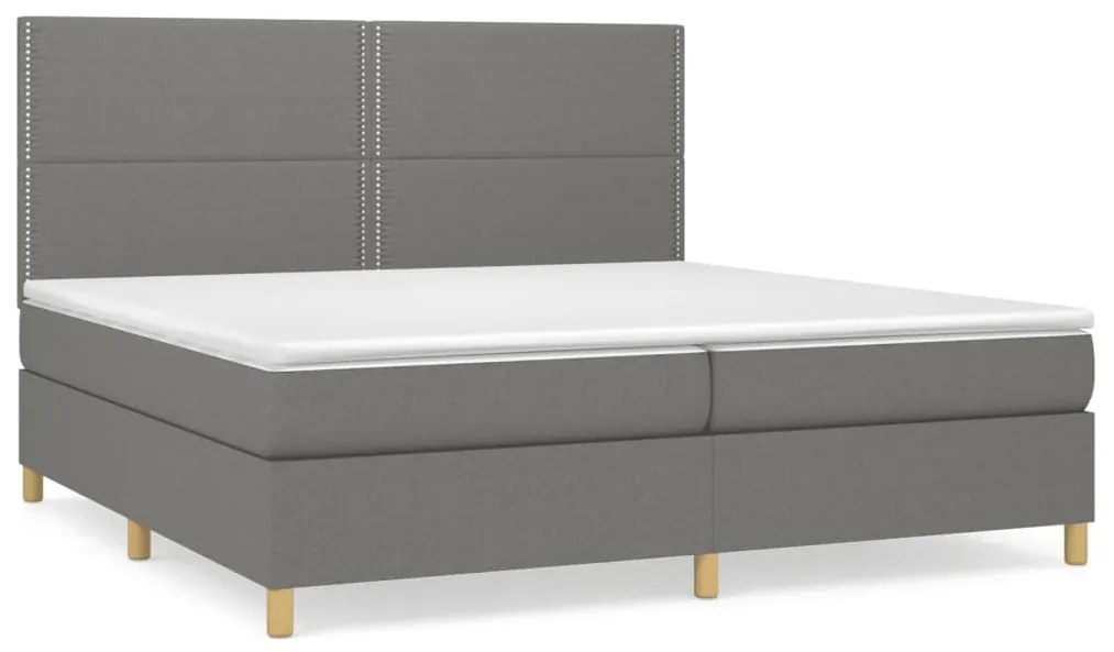 vidaXL Κρεβάτι Boxspring με Στρώμα Σκούρο Γκρι 200x200 εκ. Υφασμάτινο