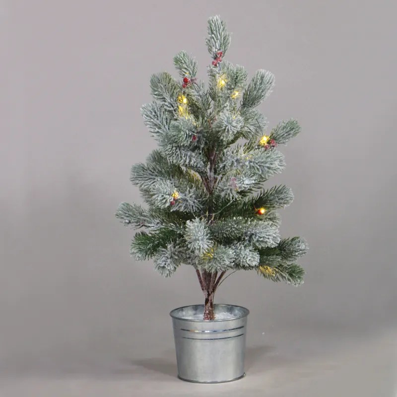 “SNOW PINE TREE WITH RED CHERRY AND POT” 28 WW LED ΛΑΜΠΑΚ. IP20 3xAA ΥΨΟΣ 55cm Ø12,5cm ACA X1028114