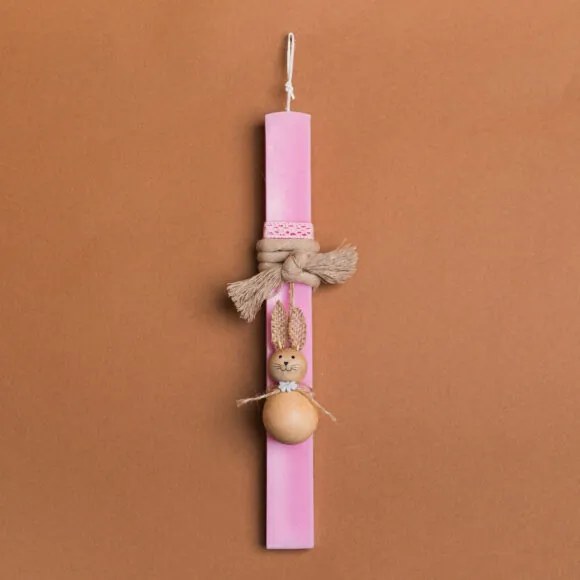 Beauty Home ΛΑΜΠΑΔΑ ΡΟΖ 33cm ΞΥΛΙΝΟΣ ΛΑΓΟΣ ΜΠΑΛΑ ΣΕ ΣΥΣΚΕΥΑΣΙΑ ΔΩΡΟΥ