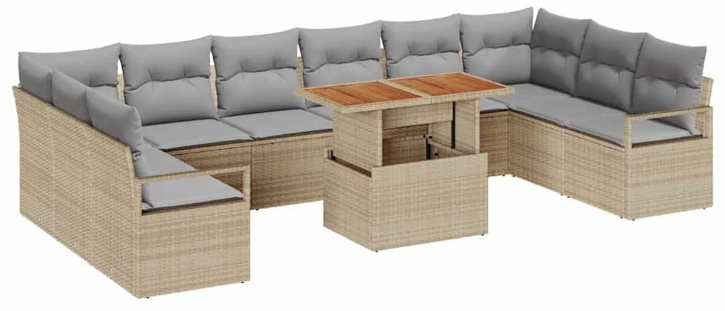 vidaXL Σετ Καναπέ Κήπου 11 pcs Μπεζ και Γκρι 100 x 55 x 73 εκ