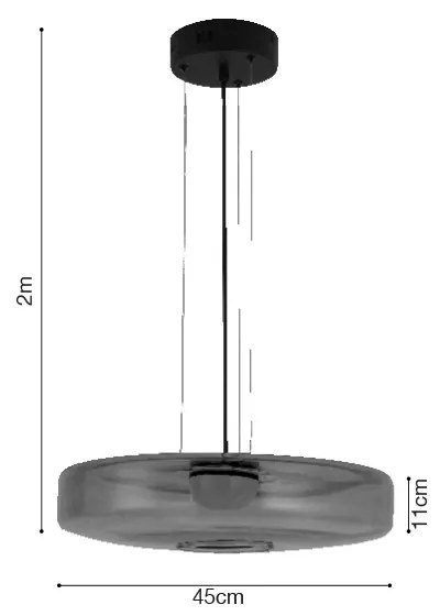 Inlight Κρεμαστό φωτιστικό από φιμέ γυαλί 12W 1644LM 3000K D:45x11cm (4069-Smoky) - 4069-Smoky