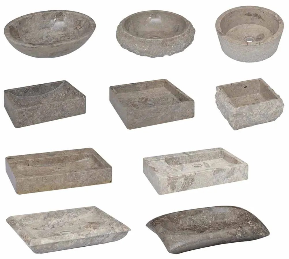 vidaXL Νιπτήρας Επιτοίχιος Γκρι 38 x 24 x 6,5 εκ. Μαρμάρινος