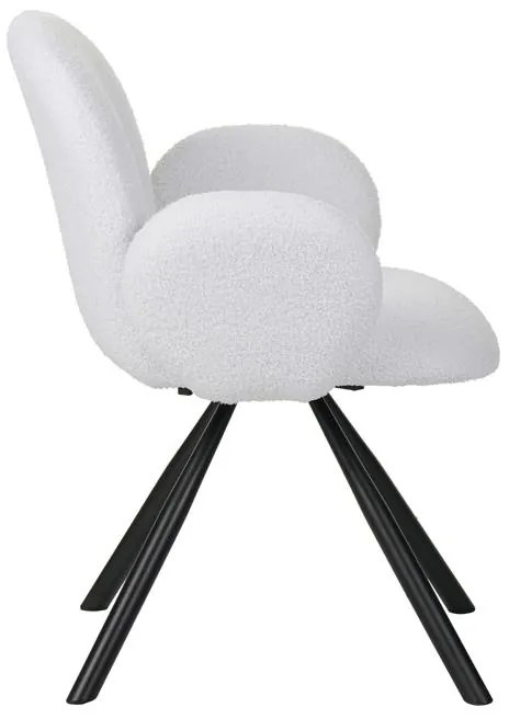 Καρέκλα - Πολυθρόνα Garzele Inart λευκό μπουκλέ ύφασμα-πόδι μαύρο μέταλλο 68x66x82.5εκ 68x66x82.5 εκ.