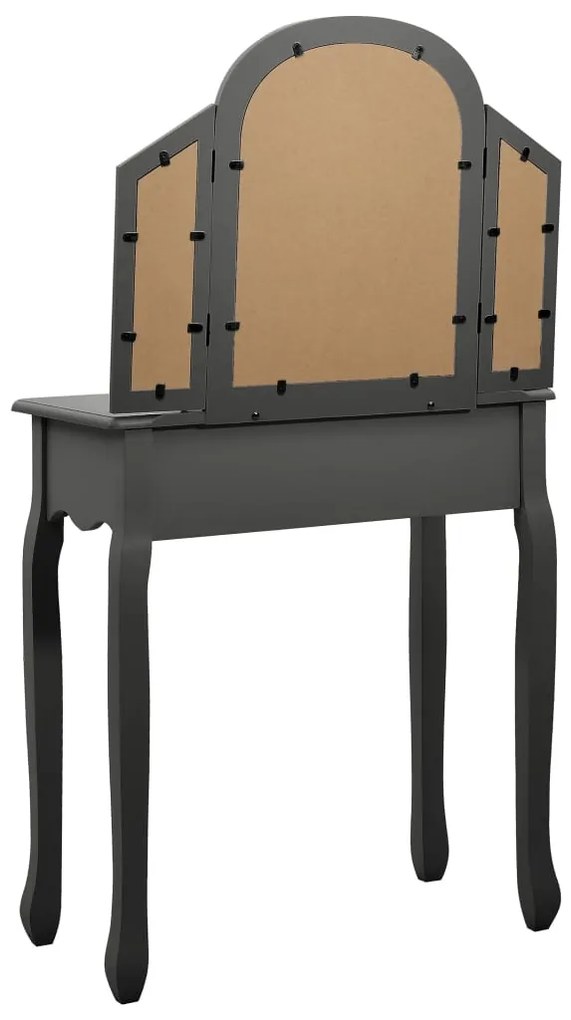 vidaXL Μπουντουάρ με Σκαμπό Γκρι 65x36x128 εκ. Ξύλο Παυλώνιας / MDF