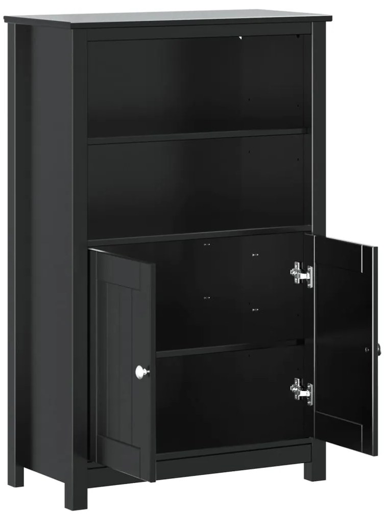 vidaXL Ντουλάπι Μπάνιου BERG Μαύρο 69,5x34x110 εκ. Μασίφ Ξύλο Πεύκου