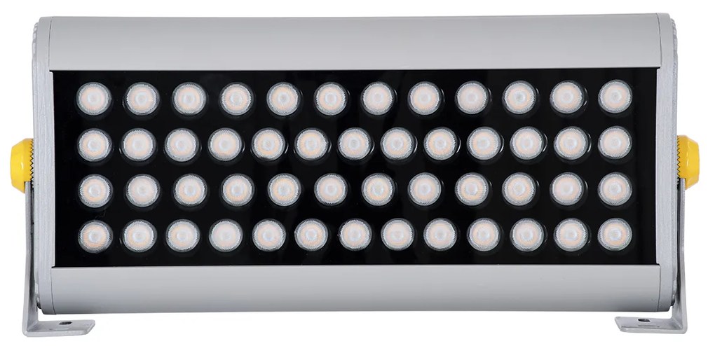 GloboStar FLOOD-HENA 90446 Προβολέας Wall Washer για Φωτισμό Κτιρίων LED 48W 4080lm 30° AC 220-240V Αδιάβροχο IP67 Μ39 x Π6 x Υ17cm Αρχιτεκτονικό Πορτοκαλί 2200K - Ασημί - 3 Years Warranty