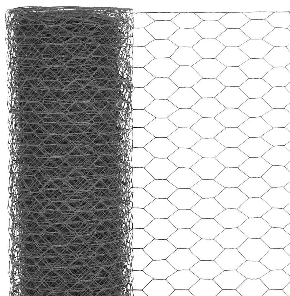 vidaXL Συρματόπλεγμα Κοτετσόσυρμα Γκρι 25x1,2 μ. Ατσάλι Επικάλυψη PVC