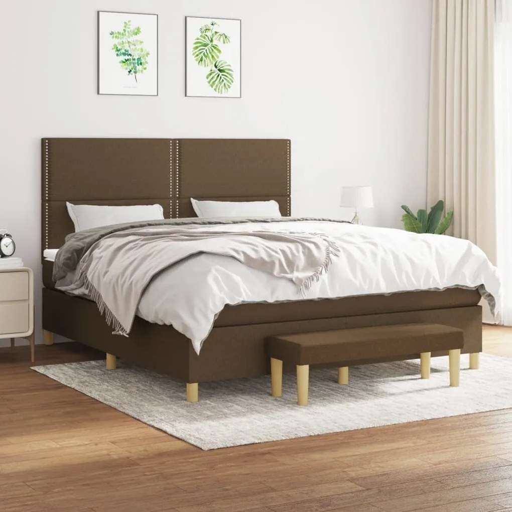 ΚΡΕΒΑΤΙ BOXSPRING ΜΕ ΣΤΡΩΜΑ ΣΚΟΥΡΟ ΚΑΦΕ 160X200 ΕΚ ΥΦΑΣΜΑΤΙΝΟ 3137088