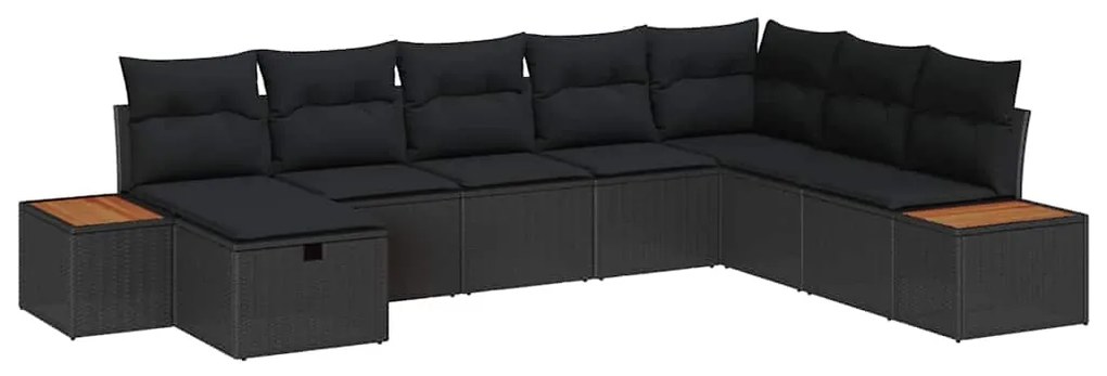 vidaXL Σετ Καναπέ Κήπου με μαξιλάρι 8 pcs Μαύρο Πολυ ράταν