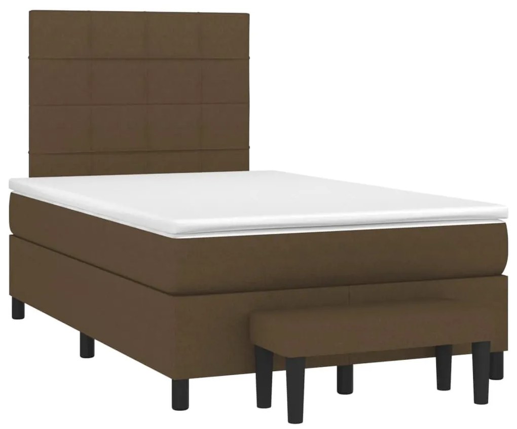 Κρεβάτι Boxspring με Στρώμα Σκούρο Καφέ 120x190 εκ Υφασμάτινο - Καφέ