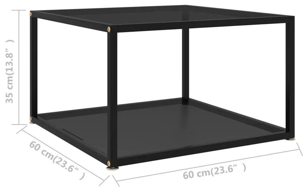 Τραπεζάκι Σαλονιού Μαύρο 60 x 60 x 35 εκ. από Ψημένο Γυαλί - Μαύρο