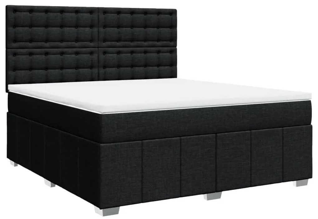 vidaXL Κρεβάτι Boxspring με Στρώμα Μαύρο 180x200 εκ. Υφασμάτινο