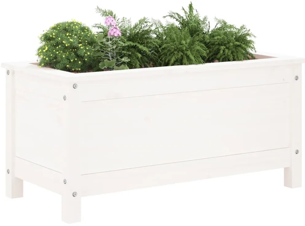 vidaXL Ζαρντινιέρα Λευκή 82,5 x 40 x 39 εκ. από Μασίφ Ξύλο Πεύκου