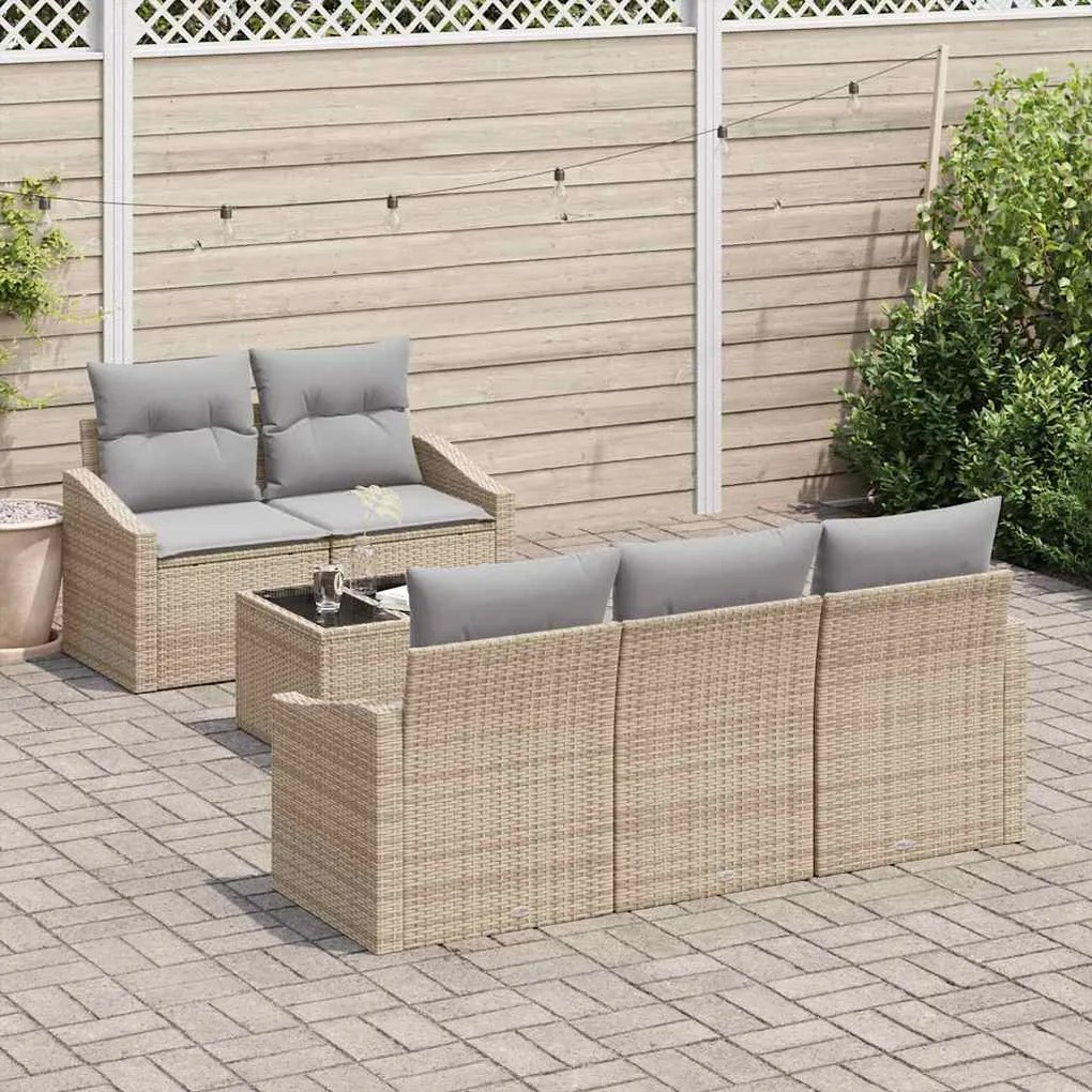 vidaXL Σετ Καναπέ Κήπου 6 pcs Μπεζ, Ανοιχτό Γκρι 55 x 55 x 37 εκ