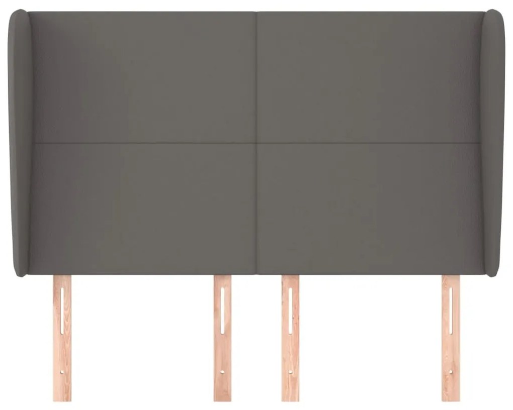 Κεφαλάρι με Πτερύγια Γκρι 147x23x118/128 εκ. Συνθετικό Δέρμα - Γκρι