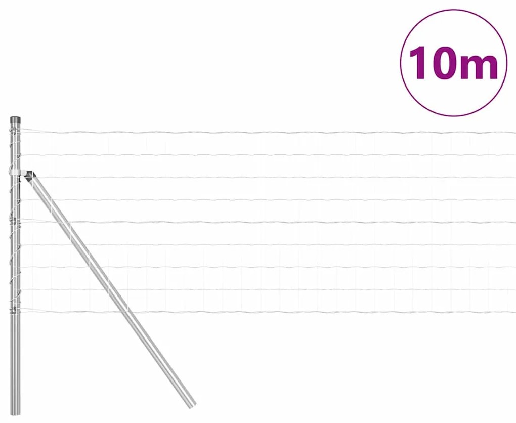 vidaXL Ευρωπαϊκό Φράχτη με 7 Στυλέους 0.8x10m, Γαλβανισμένος Χάλυβας
