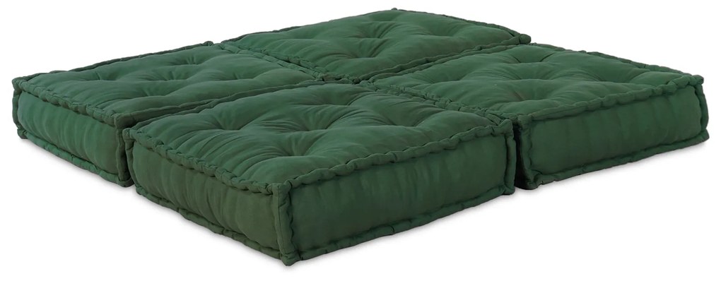 vidaXL Modular Pouffes 2 τεμάχια Πράσινο Ύφασμα