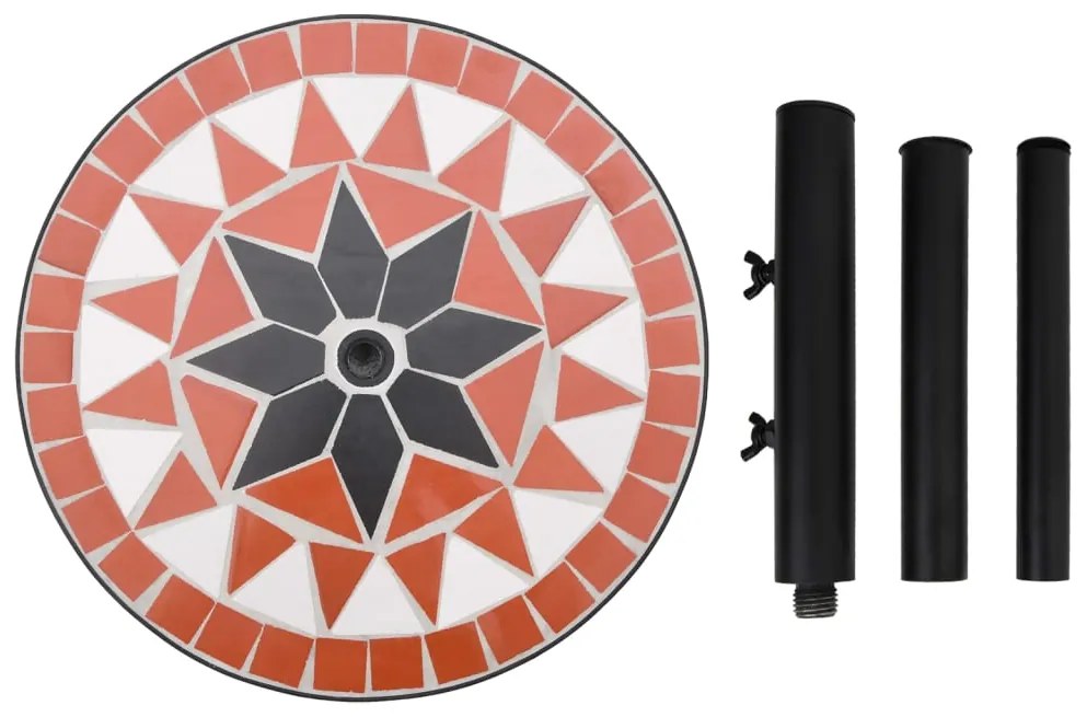 vidaXL Βάση Ομπρέλας Στρογγυλή Τερακότα και Λευκό 12 κιλών