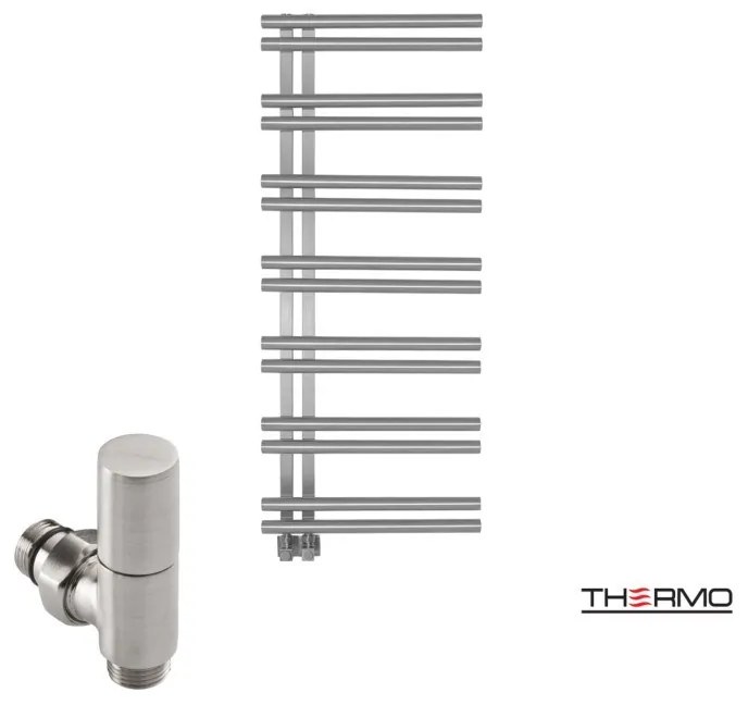Thermo SOLO Θερμαινόμενη πετσετοκρεμάστρα από ανοξείδωτο χάλυβα με υδραυλική λειτουργία, 120x50cm Inox Brushed