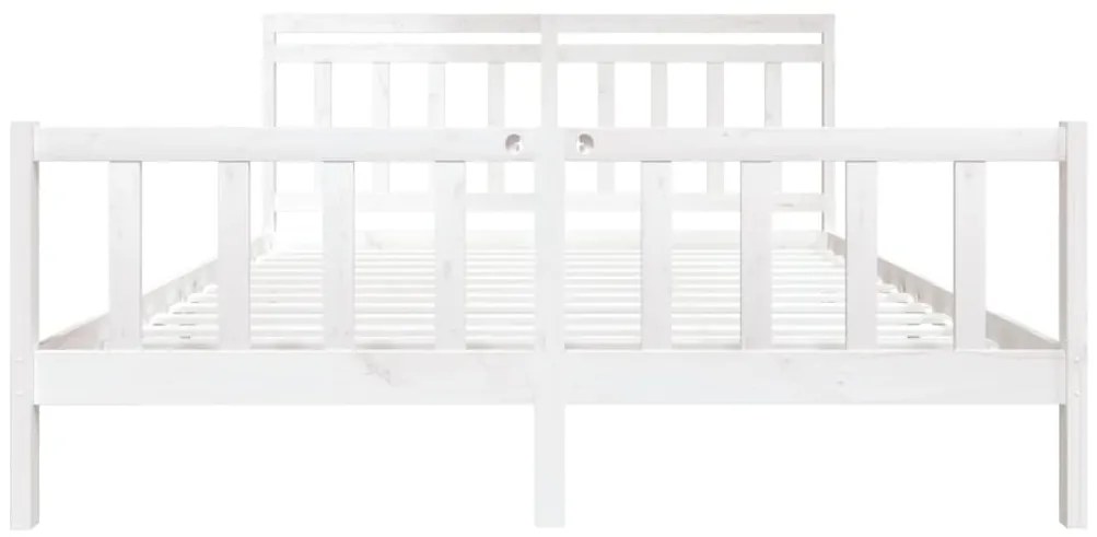 vidaXL Πλαίσιο Κρεβατιού Λευκό 180 x 200 εκ. Μασίφ Ξύλο Super King