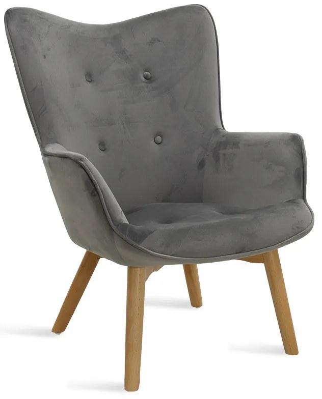 Πολυθρόνα Kido pakoworld βελούδο χρώμα ασημί-γκρι