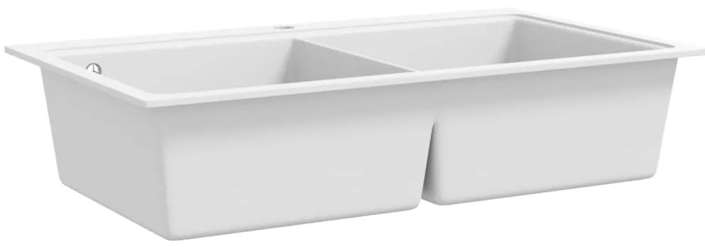 Νεροχύτης Ένθετος με Διπλή Γούρνα Λευκός Γρανιτένιος